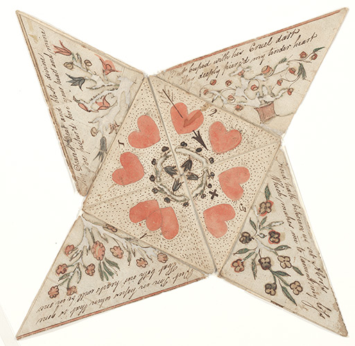 Partially unfolded Puzzle Purse love token c. 1800, Free Library of Philadelphia